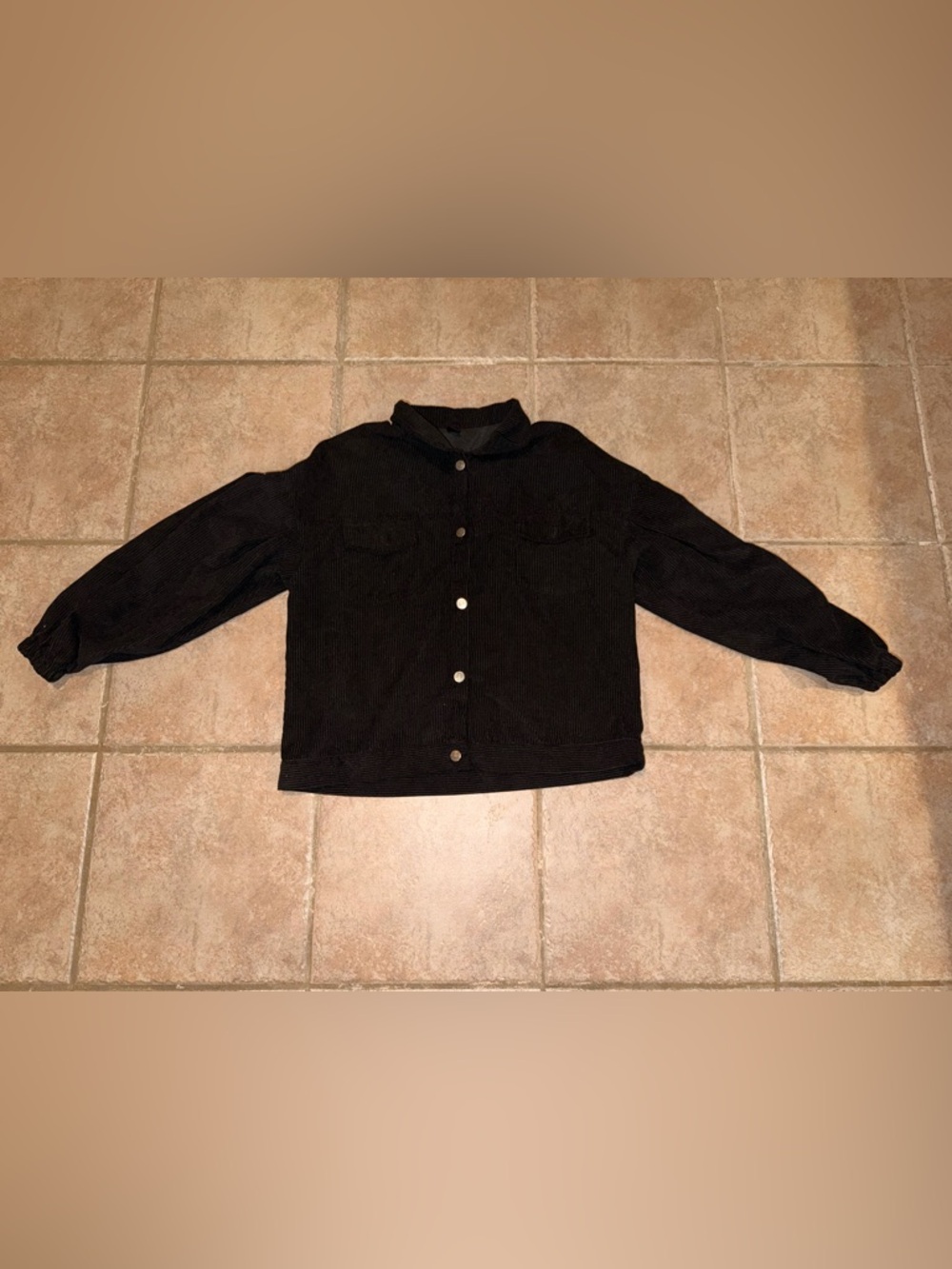 Black Corduroy Button-Front Jacket